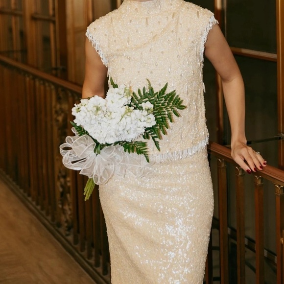 Vintage beaded bridal set - Picture 5 of 6